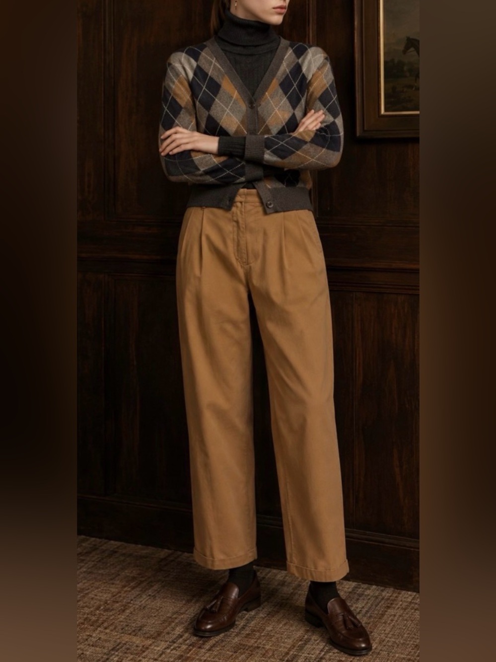 Roy Rogers Cotton Chinos Pants Beige Tan Size 30 NWT Wide Leg Preppy Academia